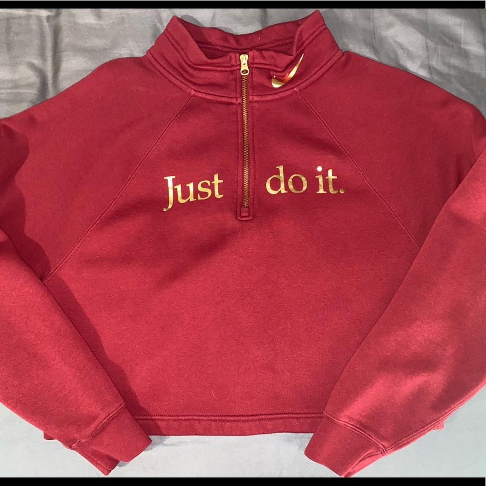 Nike Red and Gold Women's Sweater